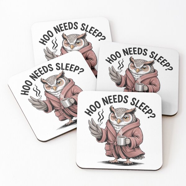 Item preview, Who Needs Sleep? Owl in Robe & Coffee Mug designed and sold by ArtByYunus.
