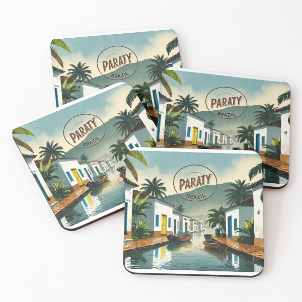 Item preview, Vintage design of Paraty, Brazil, with colonial houses and canal designed and sold by StormArte.