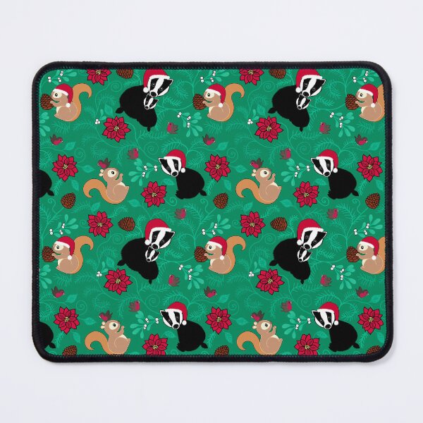 Item preview, Christmas woodland animals on dark green designed and sold by QuirkyCraftz.