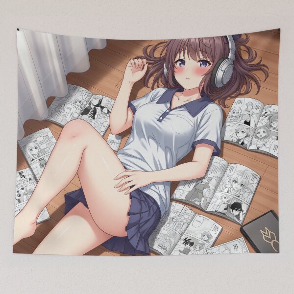 Item preview, Shy and sweet Wiafu, listening to music, reads manga designed and sold by GerwantSHOP.