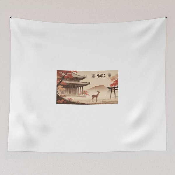 Item preview, Minimalist design of Nara, Japan, with deer and temple designed and sold by StormArte.