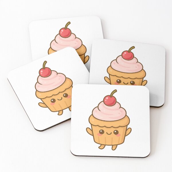 Item preview, Kawaii Smiling Cupcake – Cute Cherry Cake designed and sold by ALBANAT.