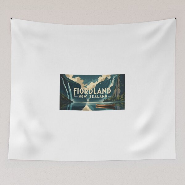 Item preview, Fiordland, New Zealand, with waterfalls and misty landscape designed and sold by StormArte.