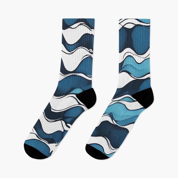 Item preview, Abstract pattern with waves in blue and white tones designed and sold by PlanetaBarte.