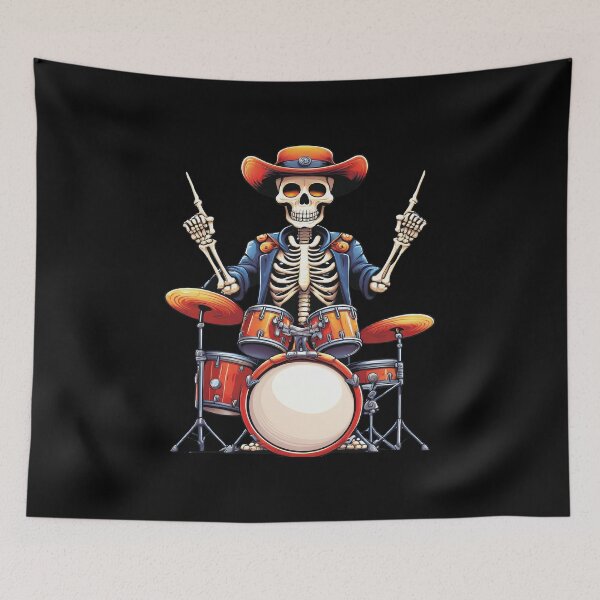 Item preview, Halloween Skeleton Playing Drums - Spooky Halloween Art designed and sold by DoraTora.