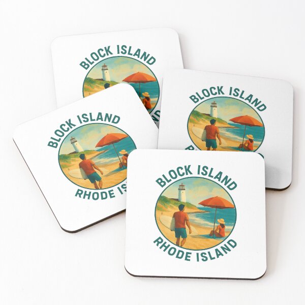 Item preview, Block Island Rhode Island Coastal Beach Travel Poster designed and sold by inkNext.