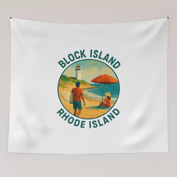 Item preview, Block Island Rhode Island Coastal Beach Travel Poster designed and sold by inkNext.