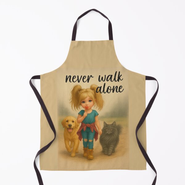 Item preview, Never Walk Alone – Cute Girl Walking with Dog and Cat designed and sold by alizo74.