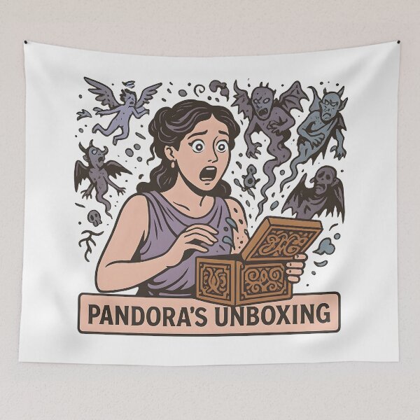Item preview, Funny Pandora Cartoon Mythical Chaos designed and sold by Shoot-The-Moon.