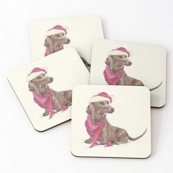 Item preview, Winter Fawn Dachshund in Pink Hat and Scarf - Hand-Drawn Illustration Drawing designed and sold by SChristineBrink.