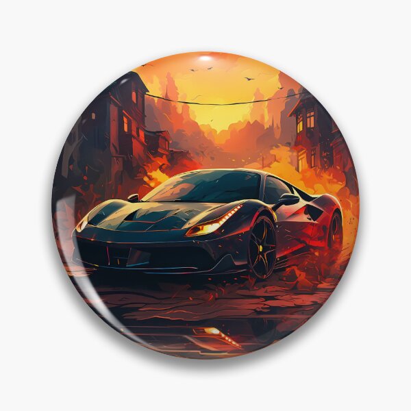 Item preview, Supercar Ignites City Streets at Fiery Sunset designed and sold by RevUpDesign.
