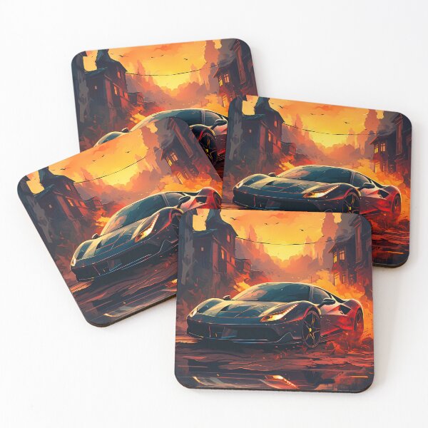 Item preview, Supercar Ignites City Streets at Fiery Sunset designed and sold by RevUpDesign.