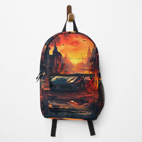 Item preview, Supercar Ignites City Streets at Fiery Sunset designed and sold by RevUpDesign.