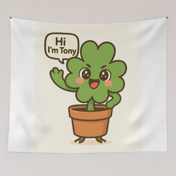 Item preview, Happy Tony – The Overjoyed Clover in a Pot designed and sold by KawaiiPotPower.