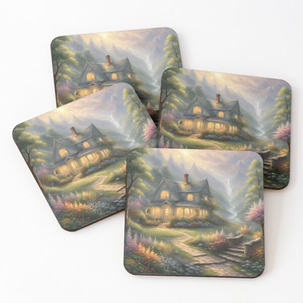 Item preview, Cozy Cottage in Enchanted Garden with Misty Mountain Backdrop designed and sold by Uniquely Yours.