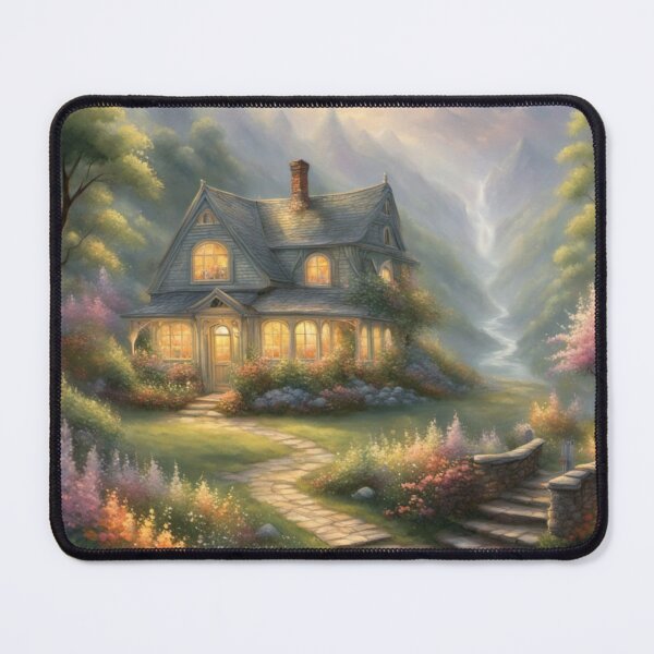 Item preview, Cozy Cottage in Enchanted Garden with Misty Mountain Backdrop designed and sold by Uniquely Yours.
