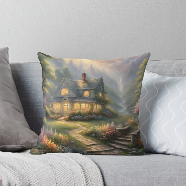 Item preview, Cozy Cottage in Enchanted Garden with Misty Mountain Backdrop designed and sold by Uniquely Yours.