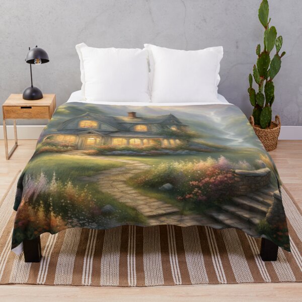 Item preview, Cozy Cottage in Enchanted Garden with Misty Mountain Backdrop designed and sold by Uniquely Yours.