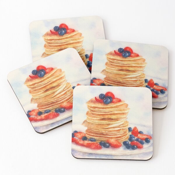 Item preview, Watercolor Pancake Stack with Fresh Berries designed and sold by Pacika.