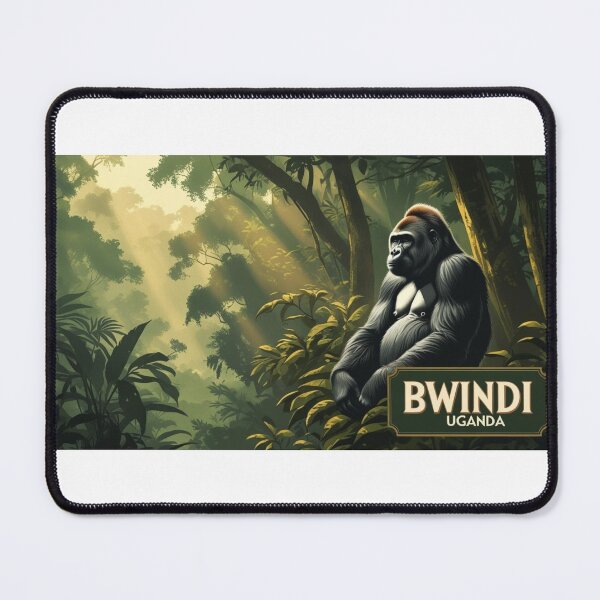 Item preview, Bwindi Uganda vintage design with gorilla and African jungle designed and sold by StormArte.