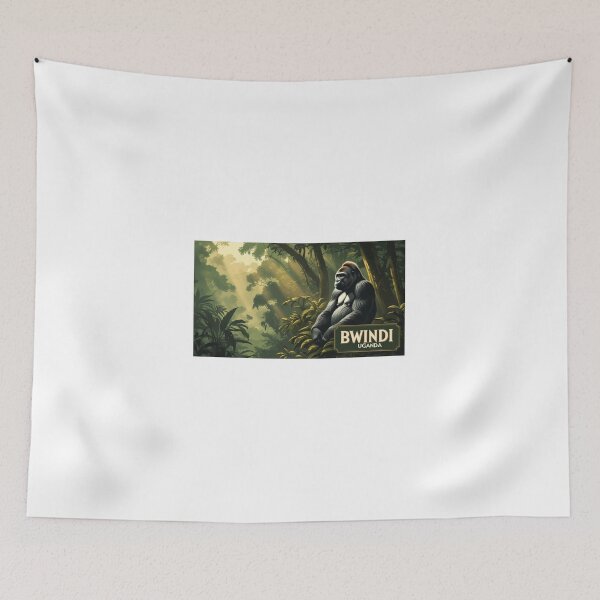 Item preview, Bwindi Uganda vintage design with gorilla and African jungle designed and sold by StormArte.