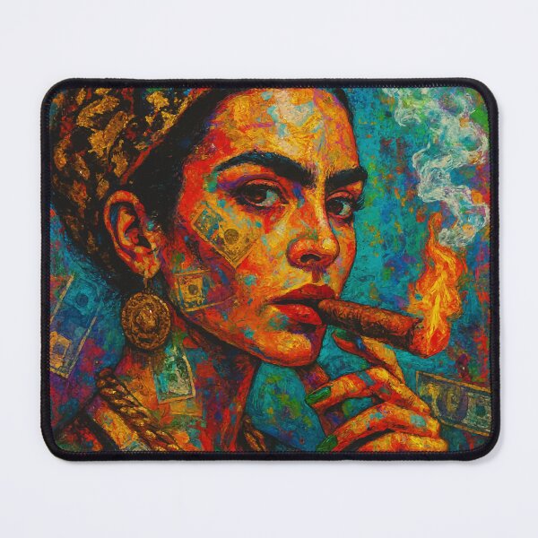 Item preview, Bold Latina Woman Smoking Cigar in Vibrant Pop Art Money Collage designed and sold by -DEEWOLF-.
