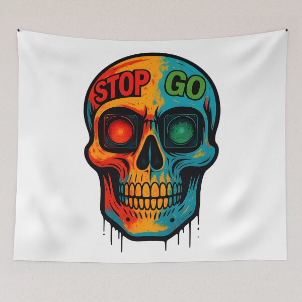 Item preview, funny traffic light skull designed and sold by Uglyandcute.