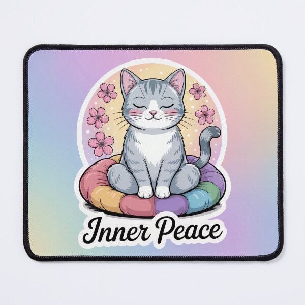 Item preview, Inner Peace Cat Sticker – Meditating Kitty on Rainbow Cushion, Mindfulness Self Care, Cute Zen Feline Vinyl Decal for Laptops & Journals designed and sold by Design Den.