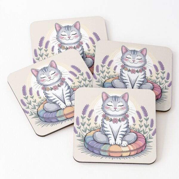 Item preview,  Peace Cat Sticker – Meditating Kitty on Rainbow Cushion, Mindfulness Self Care, Cute Zen Feline Vinyl Decal for Laptops & Journals designed and sold by Design Den.