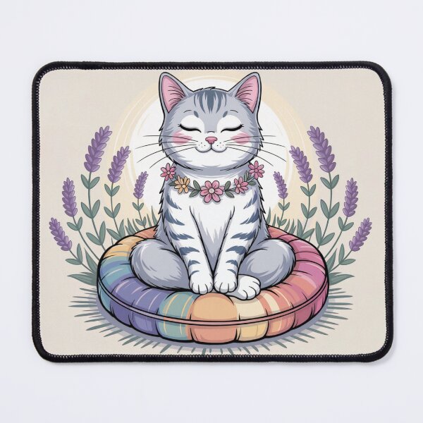 Item preview, Peace Cat Sticker – Meditating Kitty on Rainbow Cushion, Mindfulness Self Care, Cute Zen Feline Vinyl Decal for Laptops & Journals designed and sold by Design Den.