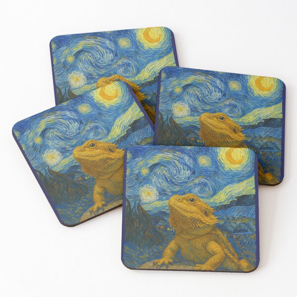 Item preview, Bearded Dragon Admiring Moon Starry Night Van Gogh Funny designed and sold by d247.