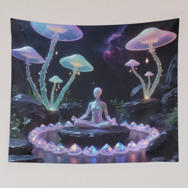 Item preview, Cosmic Bloom : Meditating Alien in a Galactic Garden designed and sold by Nature's Palette.