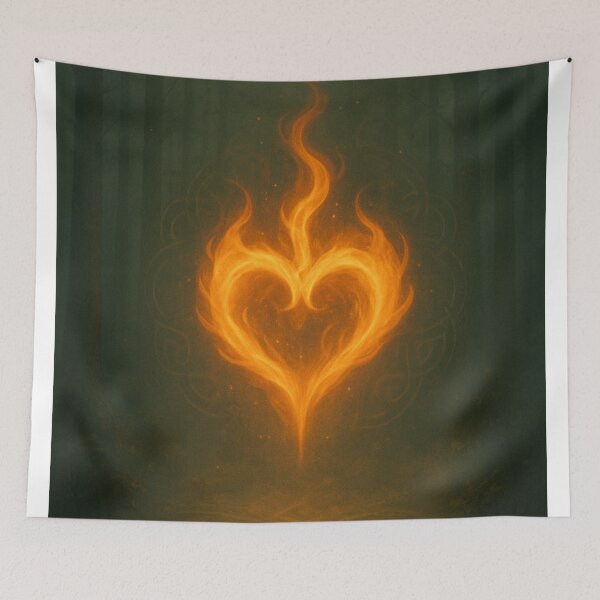 Item preview, Fire Heart in the Mist – Mystical Celtic Heart in Flames | Fantasy Art from the Mythara Collection designed and sold by Jawoahl.