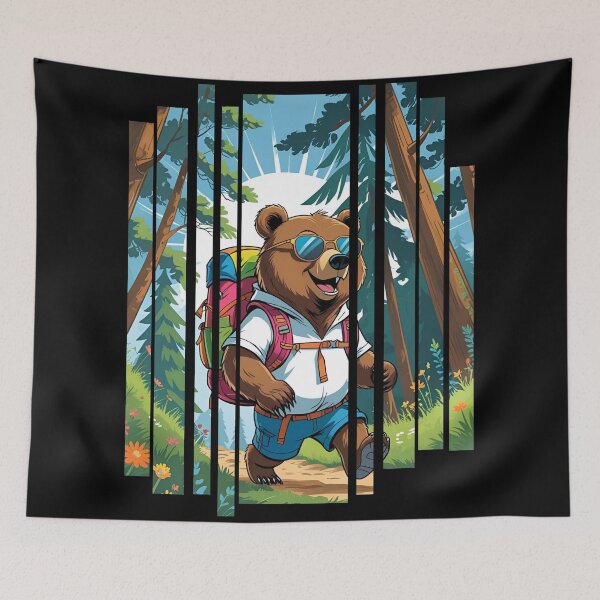 Item preview, Claiming bear wearing backpack sunglasses 5 designed and sold by Neon G.