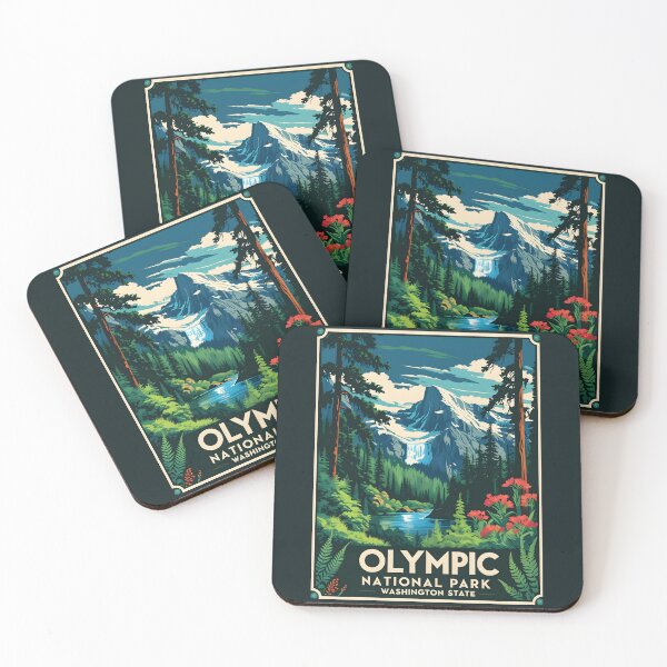 Item preview, A Vintage Illustration of Olympic National Park - Washington designed and sold by GoodOldVintage.
