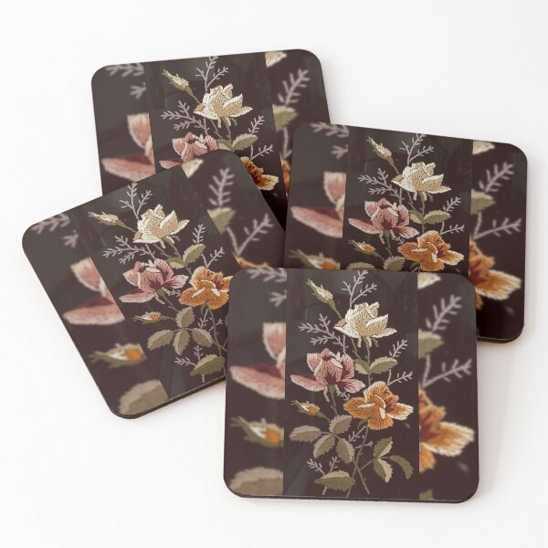 Item preview, Vintage Floral Embroidery on Black designed and sold by PrintMindedUK.