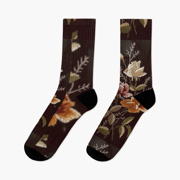 Item preview, Vintage Floral Embroidery on Black designed and sold by PrintMindedUK.