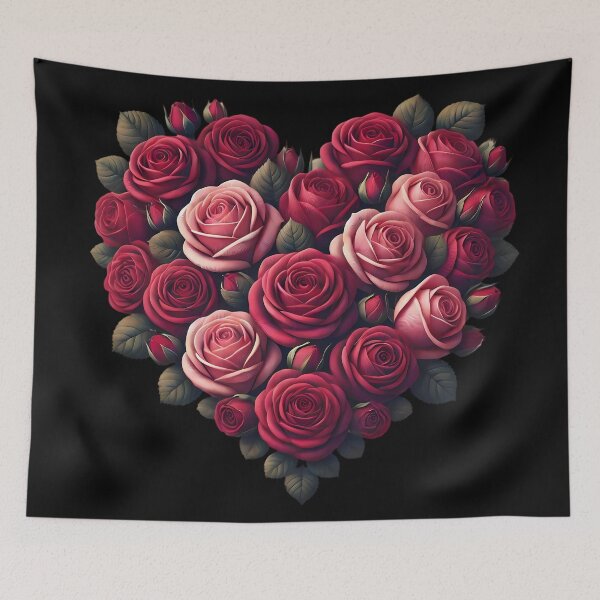 Item preview, Romantic Rose Heart Bouquet - Floral Love Design designed and sold by Linework Studio.