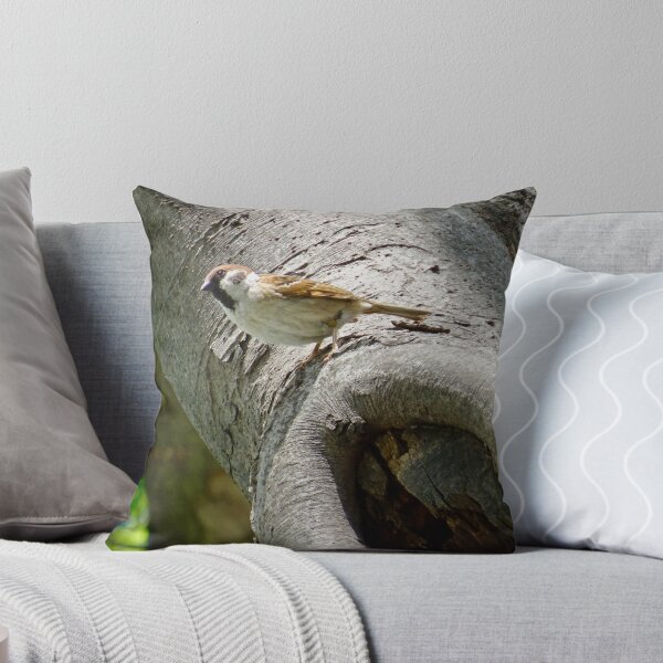 Item preview, Male sparrow on a tree trunk designed and sold by Whimsyiskey.