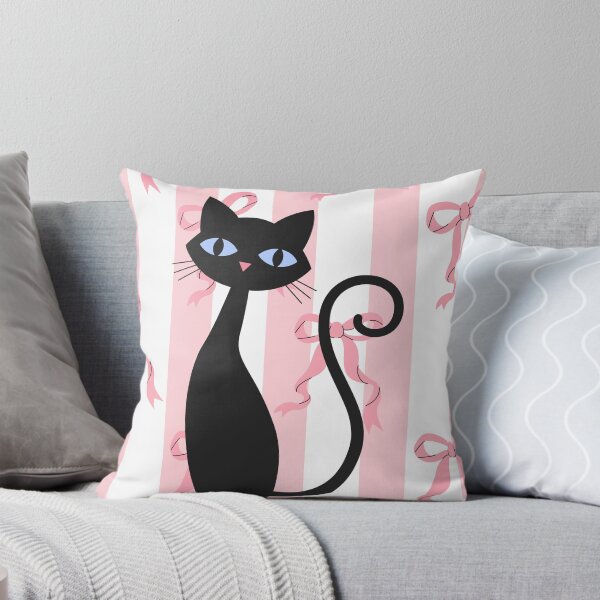 Item preview, Cute Trendy Retro Black Cat Coquette Pink Bows designed and sold by CapturedByeJ.