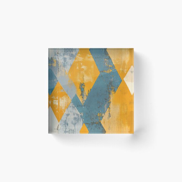 Artikelvorschau, Gold- und blaue Diamanten mit scharfen Linien und rauer Textur bemalt entworfen und verkauft von Monochrome-Dog.