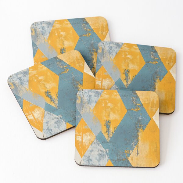 Item preview, Gold and Blue Diamonds Painted with Sharp Lines and Rough Texture designed and sold by Monochrome-Dog.