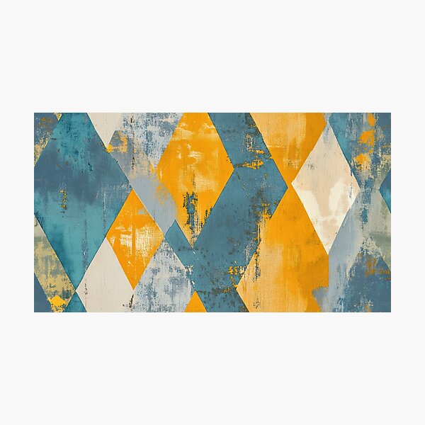 Artikelvorschau, Gold- und blaue Diamanten mit scharfen Linien und rauer Textur bemalt entworfen und verkauft von Monochrome-Dog.