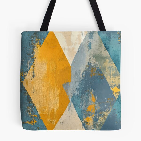 Artikelvorschau, Gold- und blaue Diamanten mit scharfen Linien und rauer Textur bemalt entworfen und verkauft von Monochrome-Dog.