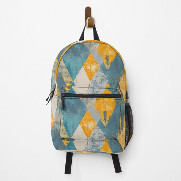 Item preview, Gold and Blue Diamonds Painted with Sharp Lines and Rough Texture designed and sold by Monochrome-Dog.
