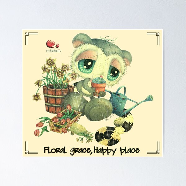 Item preview, Floral Grace, Happy Place – little blue flowers - retro style designed and sold by Plakartis.