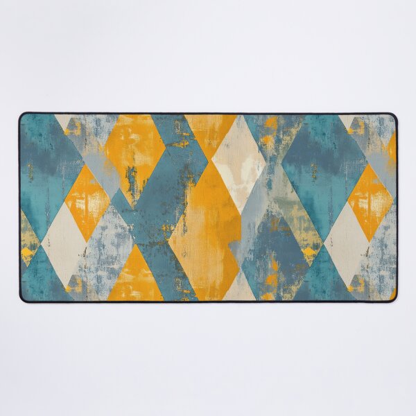 Item preview, Gold and Blue Diamonds Painted with Sharp Lines and Rough Texture designed and sold by Monochrome-Dog.