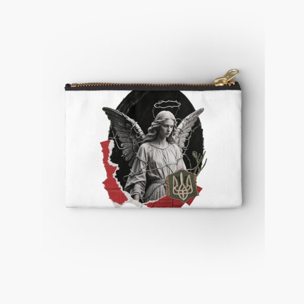 Item preview, Grayscale Angelic Figure with Barbed Wire and Torn Paper Details designed and sold by Creative88Art.