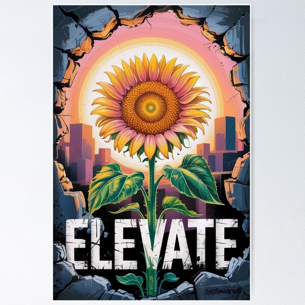 Artikelvorschau, Elevate Sunflower Urban Street Art entworfen und verkauft von ShadowAndSlate.