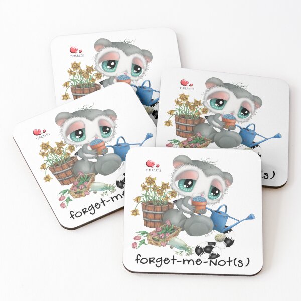 Item preview, Cheerful Lemur in Garden with Forget Me Not Pot – Hand Drawn Illustration designed and sold by Plakartis.